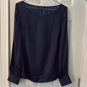 Banana Republic Blue and Black Cuffed Sleeve Blouse